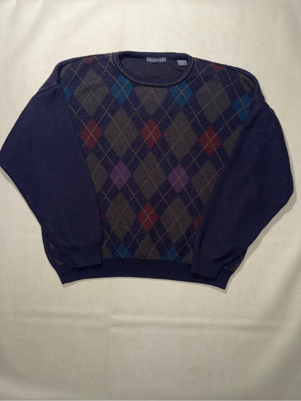 Vintage Argyle Crewneck Sweater in Navy by Country Road